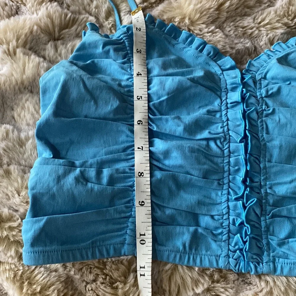 Zara Blue Ruffle Crop top - Picture 8 of 10